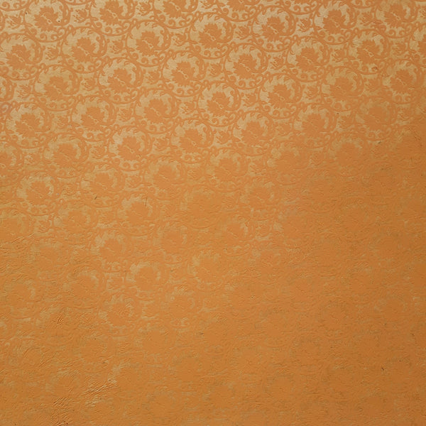 Orange Flower Print on Lokta Paper, Tree Free & Sustainable