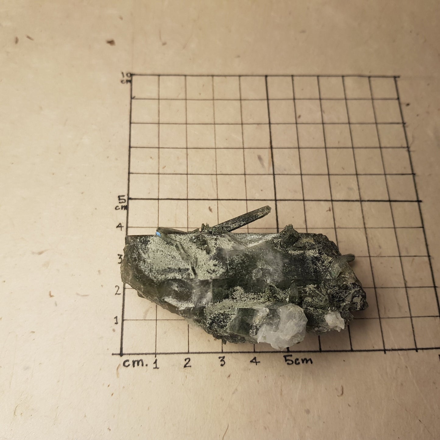 Chlorite Quartz Crystal Cluster from Ganesh Himal, Nepal. Himalayan Green Phantom Quartz. 85gram. Very Rare