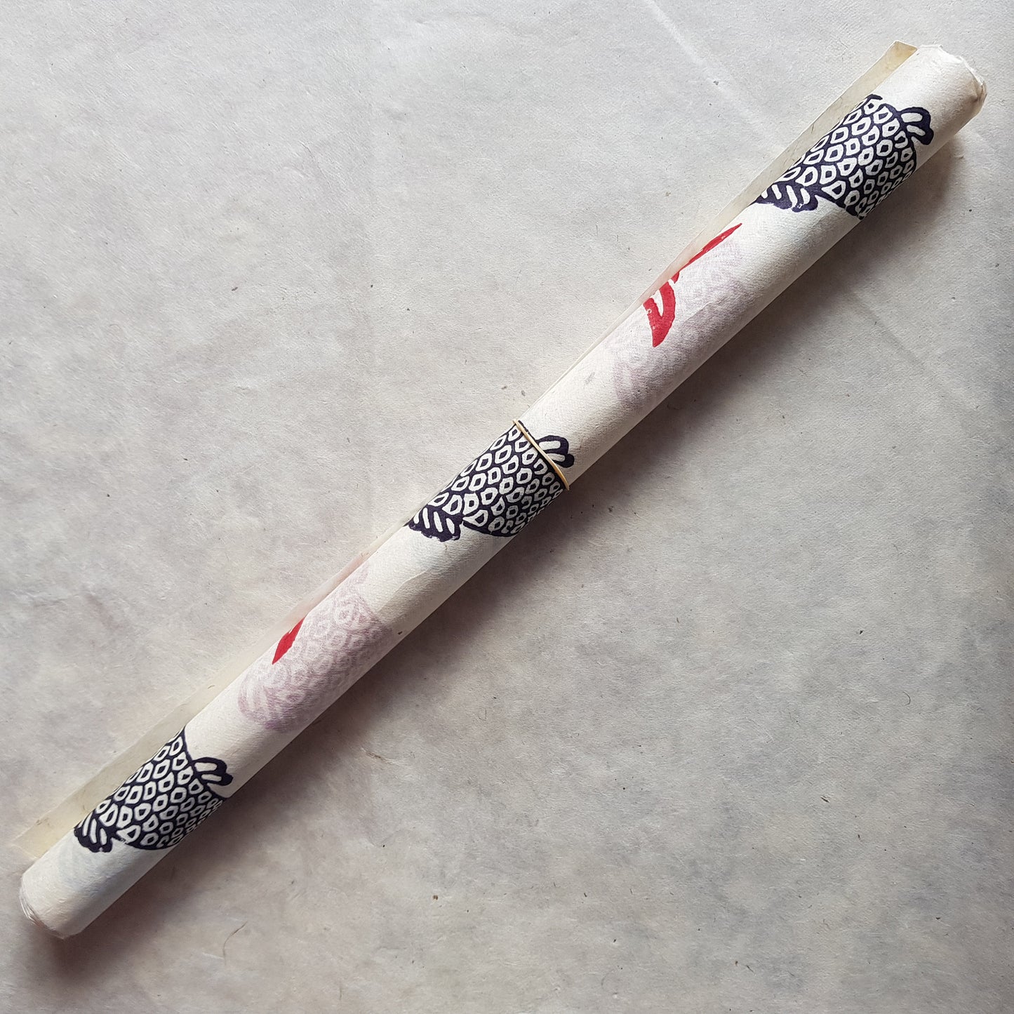 Large Koi Block Printed on Lokta Paper, Handmade, Tree Free & Sustainable