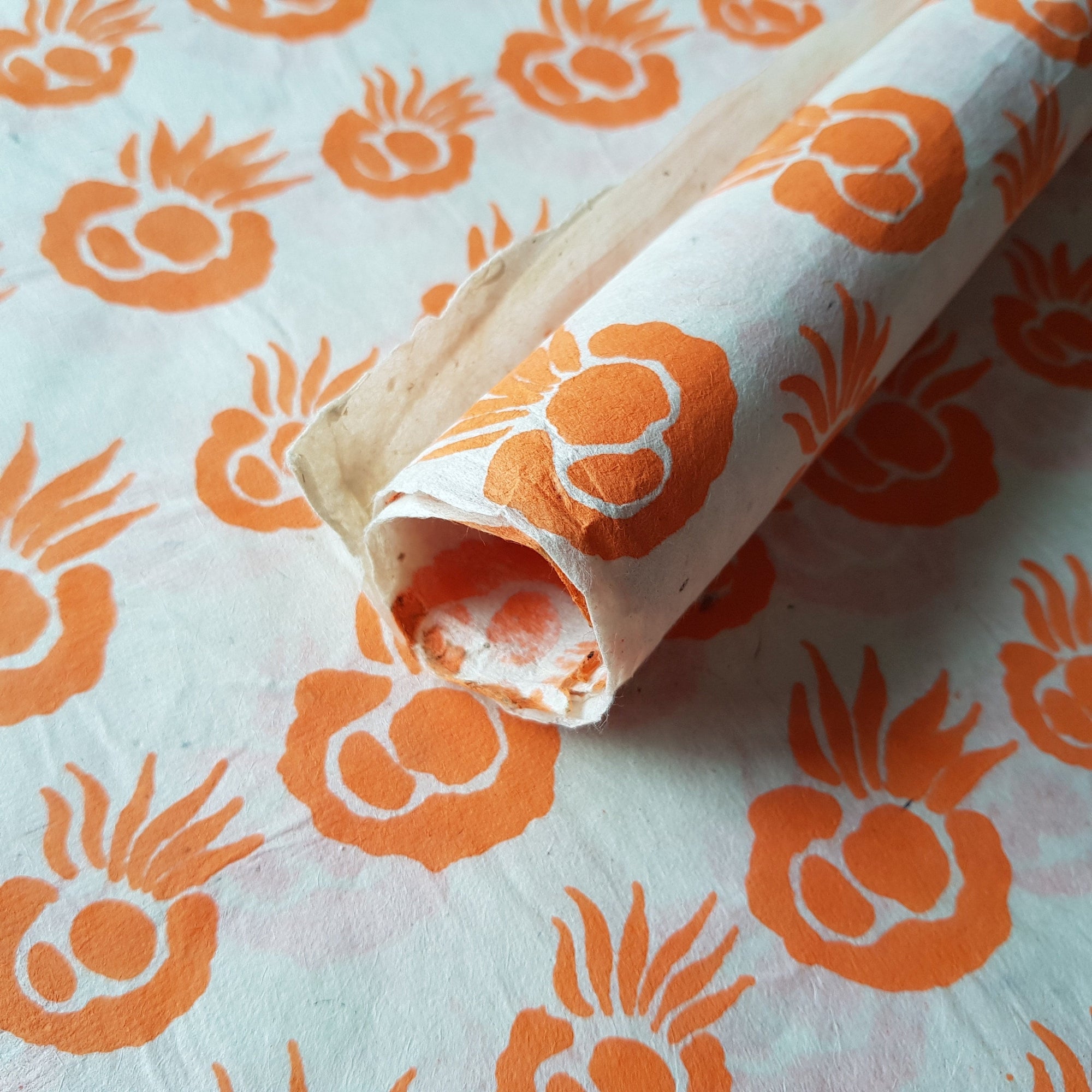 Orange Rhododendron Print on Lokta Paper, Tree Free & Sustainable