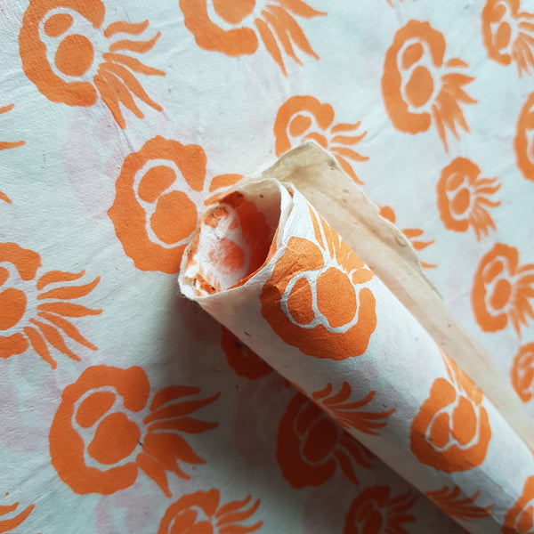 Orange Rhododendron Print on Lokta Paper, Tree Free & Sustainable