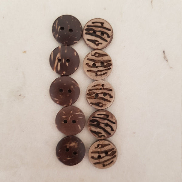 Dark Coconut Buttons, Striped Coconut Buttons