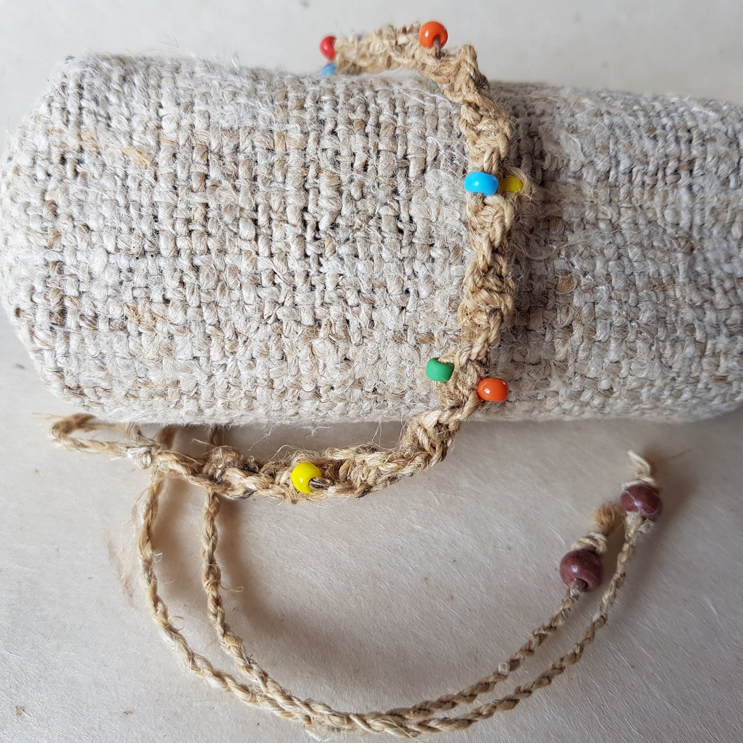 Natural Hemp Twisted Cord bracelet with colourful beads