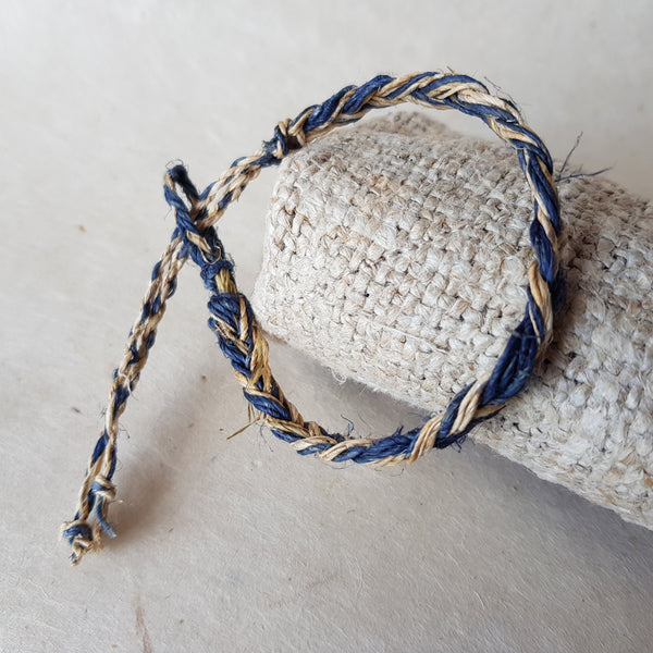 Braided Blue Hemp Twisted Cord bracelet