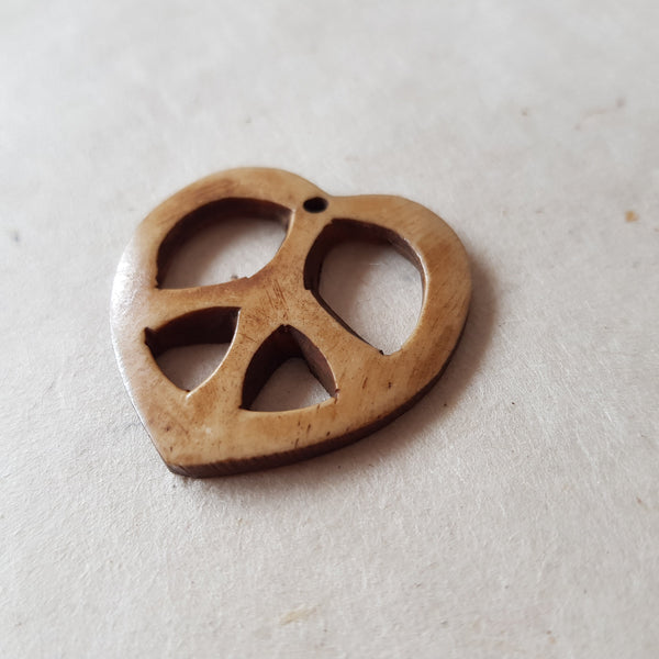 Peace & Love Shaped Bone Pendant