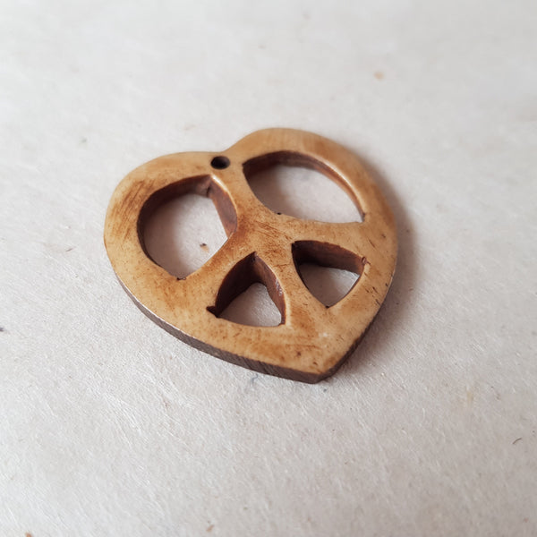 Peace & Love Shaped Bone Pendant