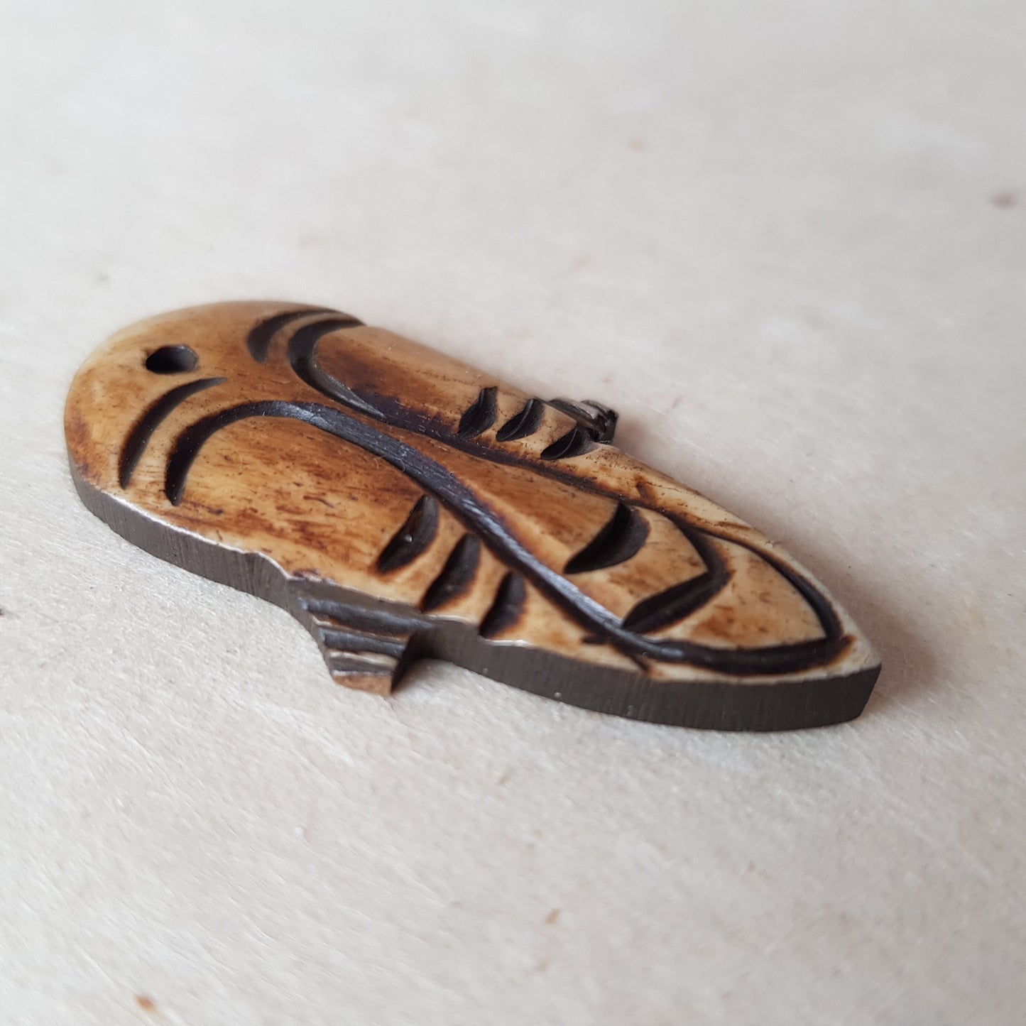 Happy Old Face Bone Pendant