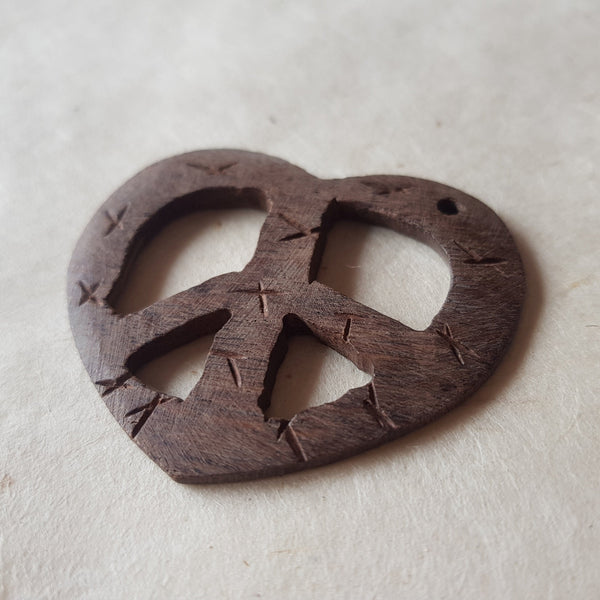 Etched Peace & Love Wood Pendant