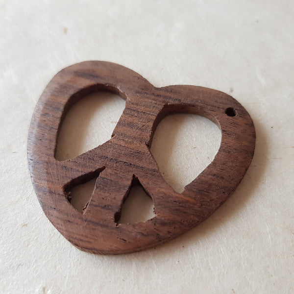 Smooth Peace & Love Wood Pendant. *Hand carved in Nepal*