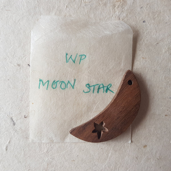Celestial Moon & Star Wooden Pendant