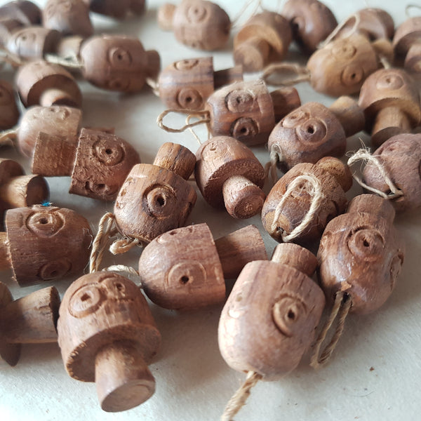 Mushroom Face Shaped Wooden Pendant