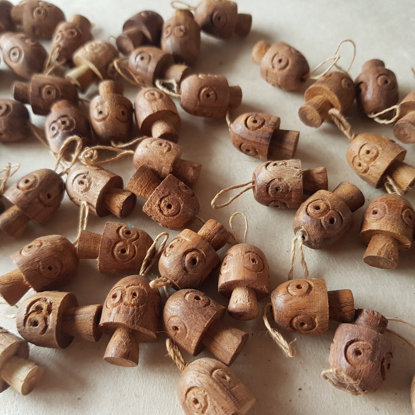 Mushroom Face Shaped Wooden Pendant