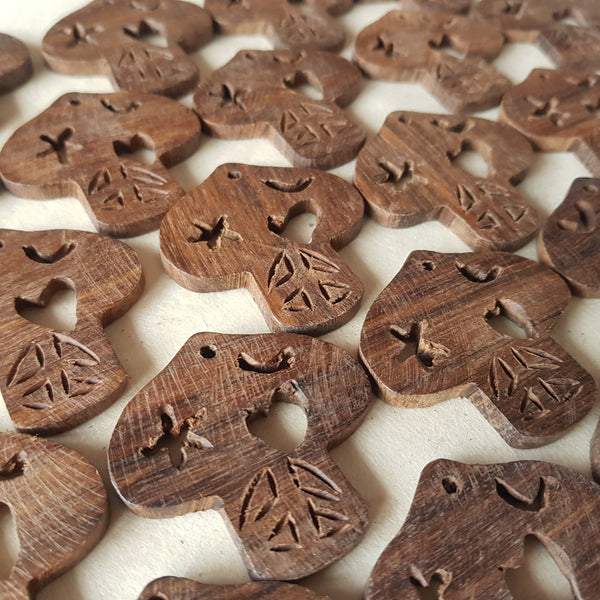 Mushroom shaped Wood Pendant