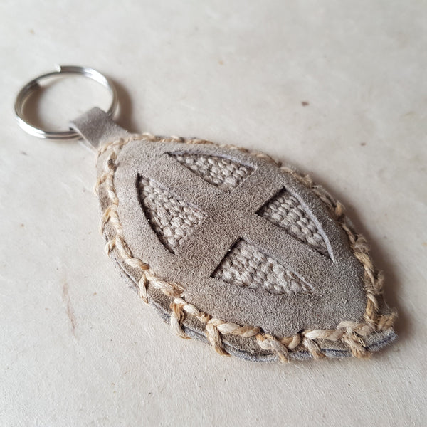 Hemp & Leather Key Fob, Cross