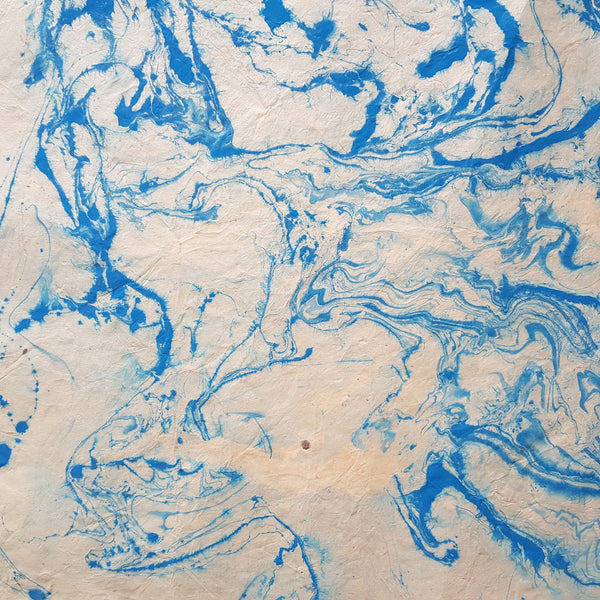 Blue Marbled Lokta Paper Handmade in the Himalayas