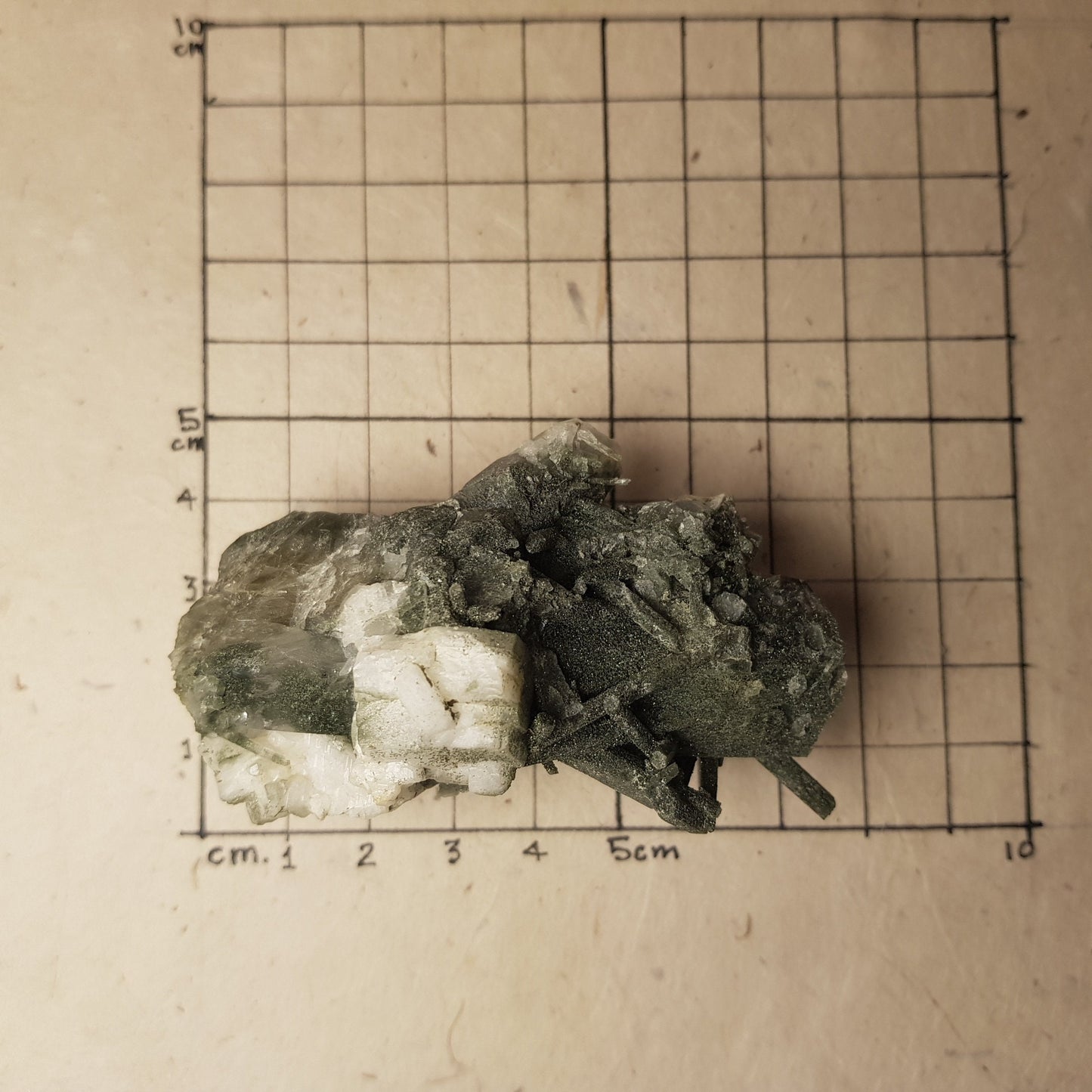 Chlorite Quartz Crystal Cluster from Ganesh Himal, Nepal. Himalayan Green Phantom Quartz. 85gram. Very Rare
