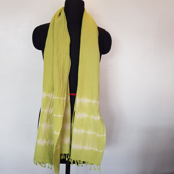 Shibori Handloomed Hemp Scarf, Green