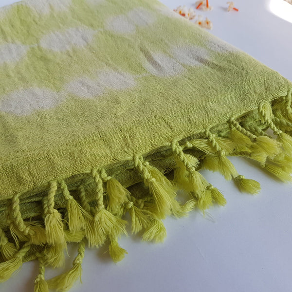 Shibori Handloomed Hemp Scarf, Green