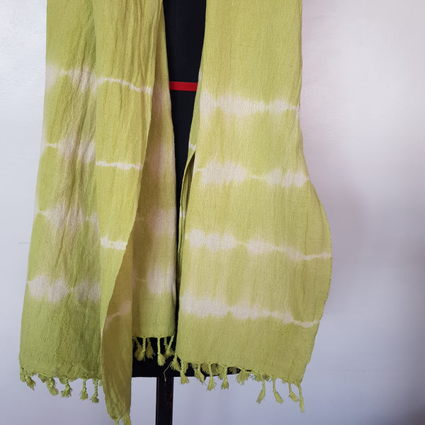 Shibori Handloomed Hemp Scarf, Green