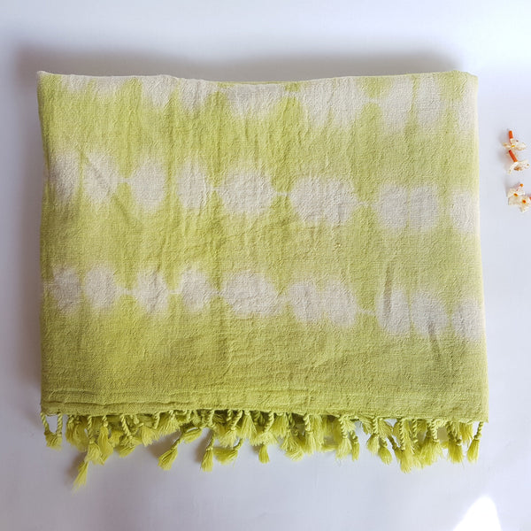 Shibori Handloomed Hemp Scarf, Green