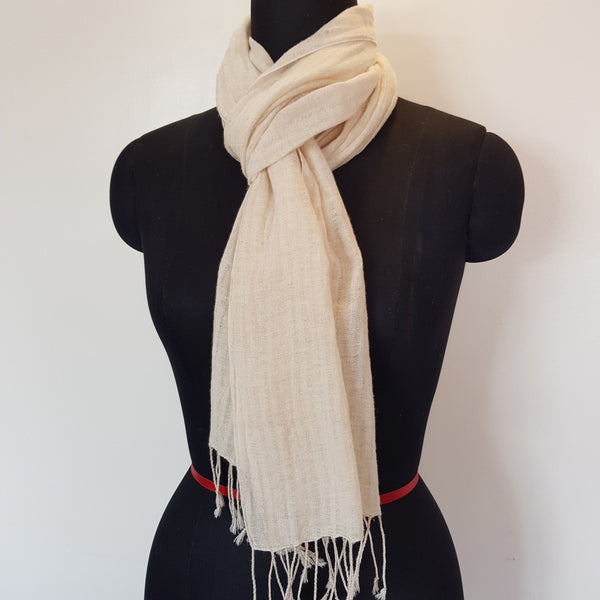 Natural Hemp & Organic Cotton Scarf, Striped weave