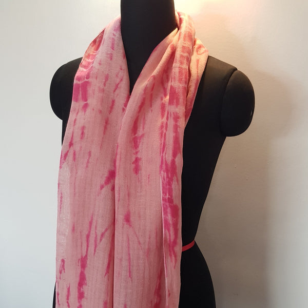 Shibori Hemp & Organic Cotton Scarf, Pink