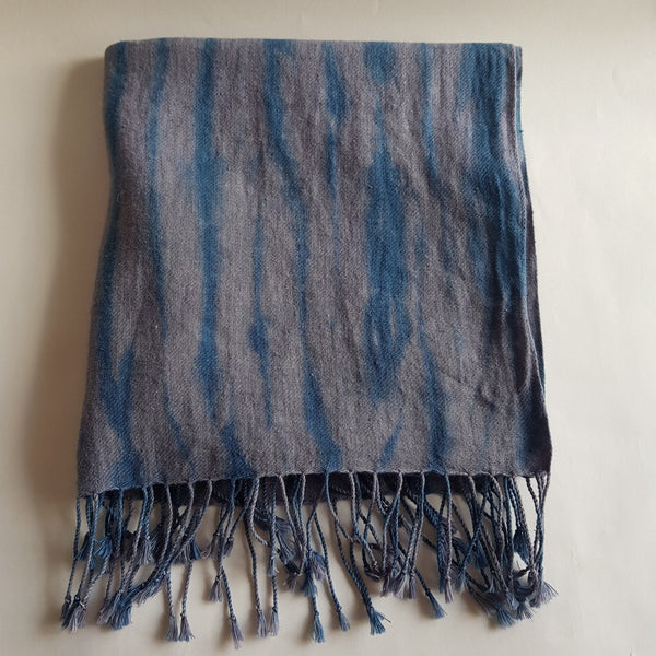 Shibori Hemp & Organic Cotton Scarf Scarf, Blue