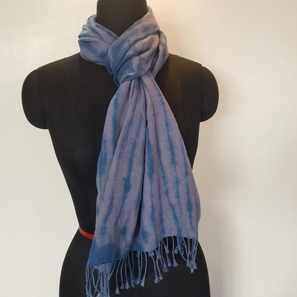 Shibori Hemp & Organic Cotton Scarf Scarf, Blue