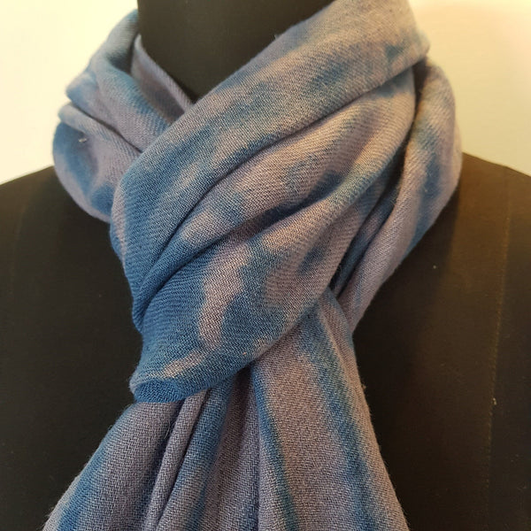 Shibori Hemp & Organic Cotton Scarf Scarf, Blue