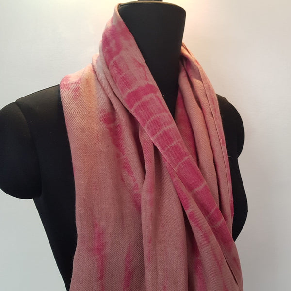 Shibori Hemp & Organic Cotton Scarf Scarf, Pink