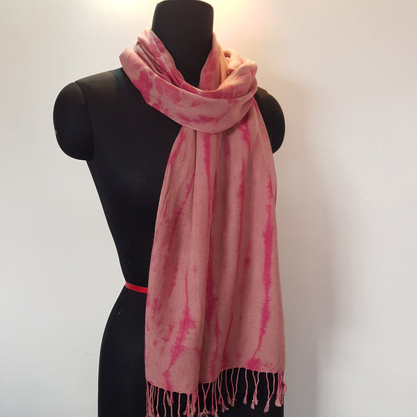 Shibori Hemp & Organic Cotton Scarf Scarf, Pink