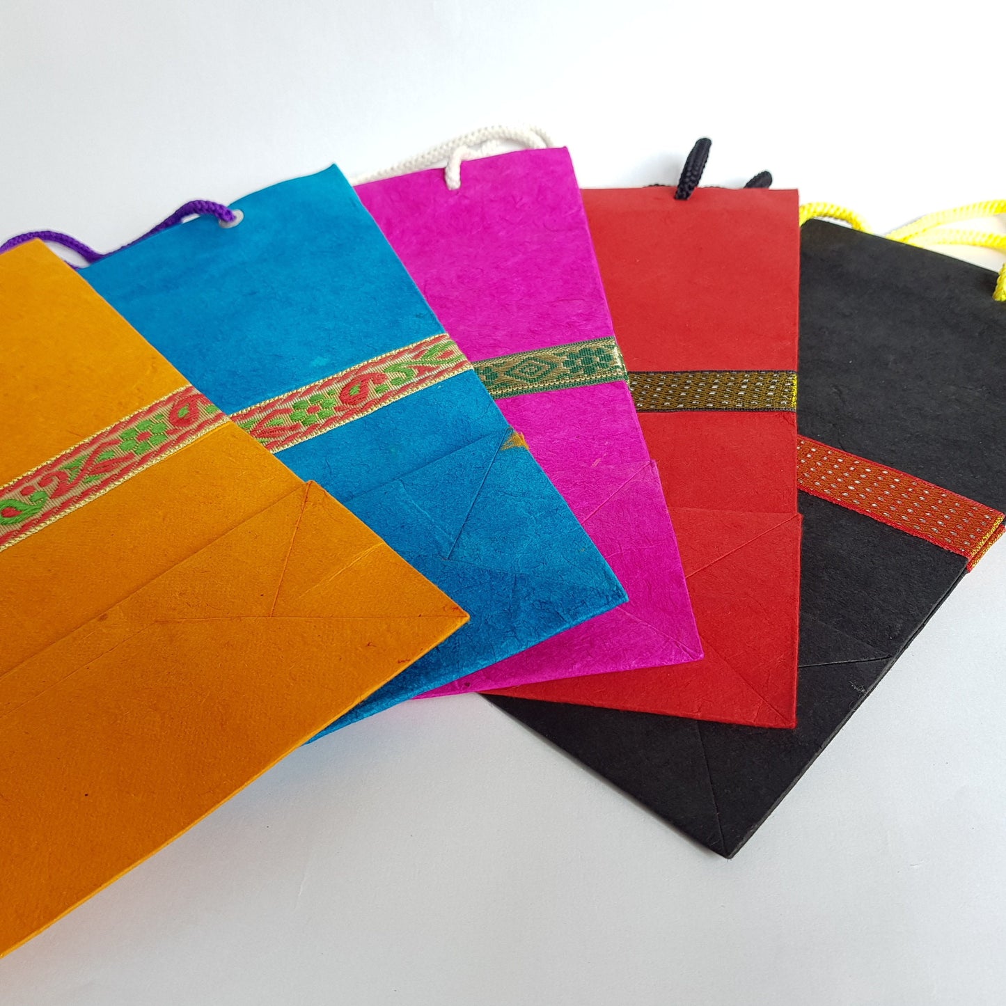 Colourful Lokta Gift Bags, 8.5''