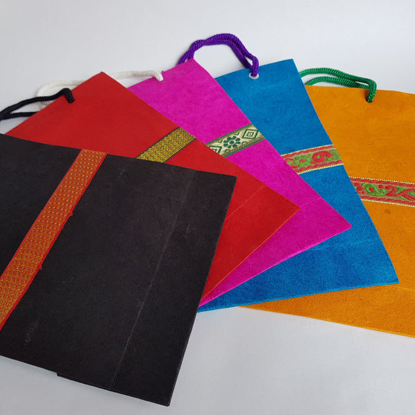 Colourful Lokta Gift Bags, 8.5''