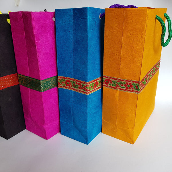 Colourful Lokta Gift Bags, 8.5''