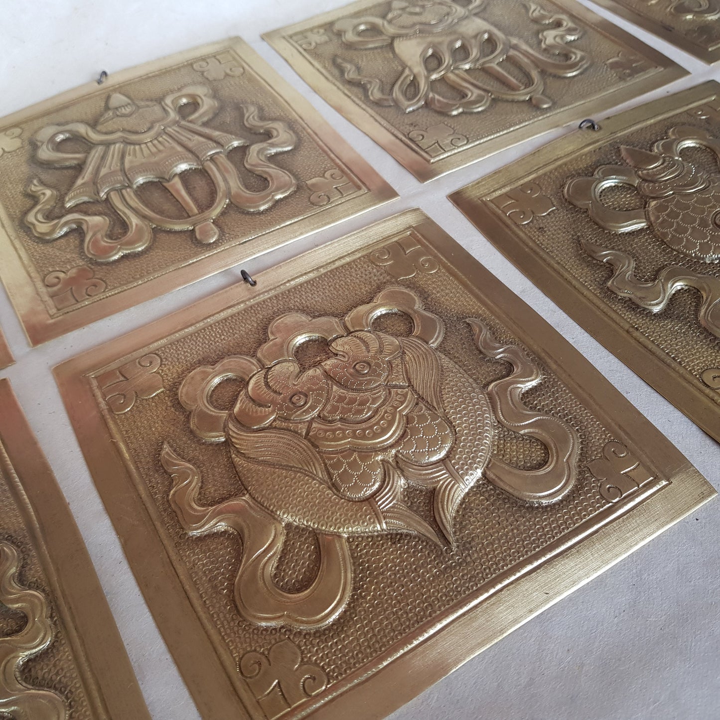 Brass Asthamangala Wall Hanging,  Eight Auspicious Buddhist Symbols (large)