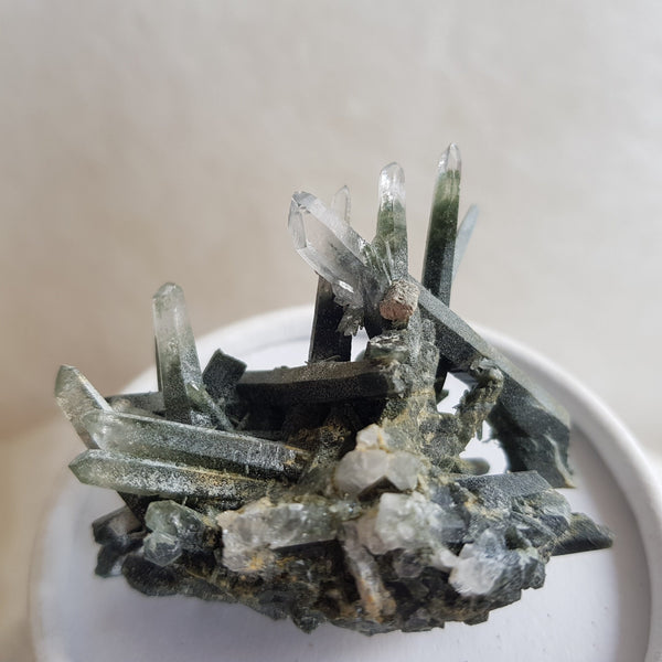 Chlorite Quartz Crystal Cluster from Ganesh Himal, Nepal. Himalayan Green Phantom Quartz. 36gram. Very Rare