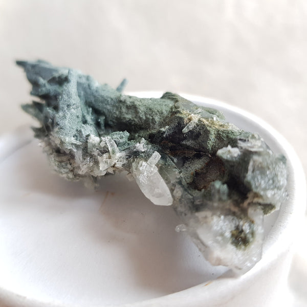 Chlorite Quartz Crystal Cluster from Ganesh Himal, Nepal. Himalayan Green Phantom Quartz. 23gram. Very Rare