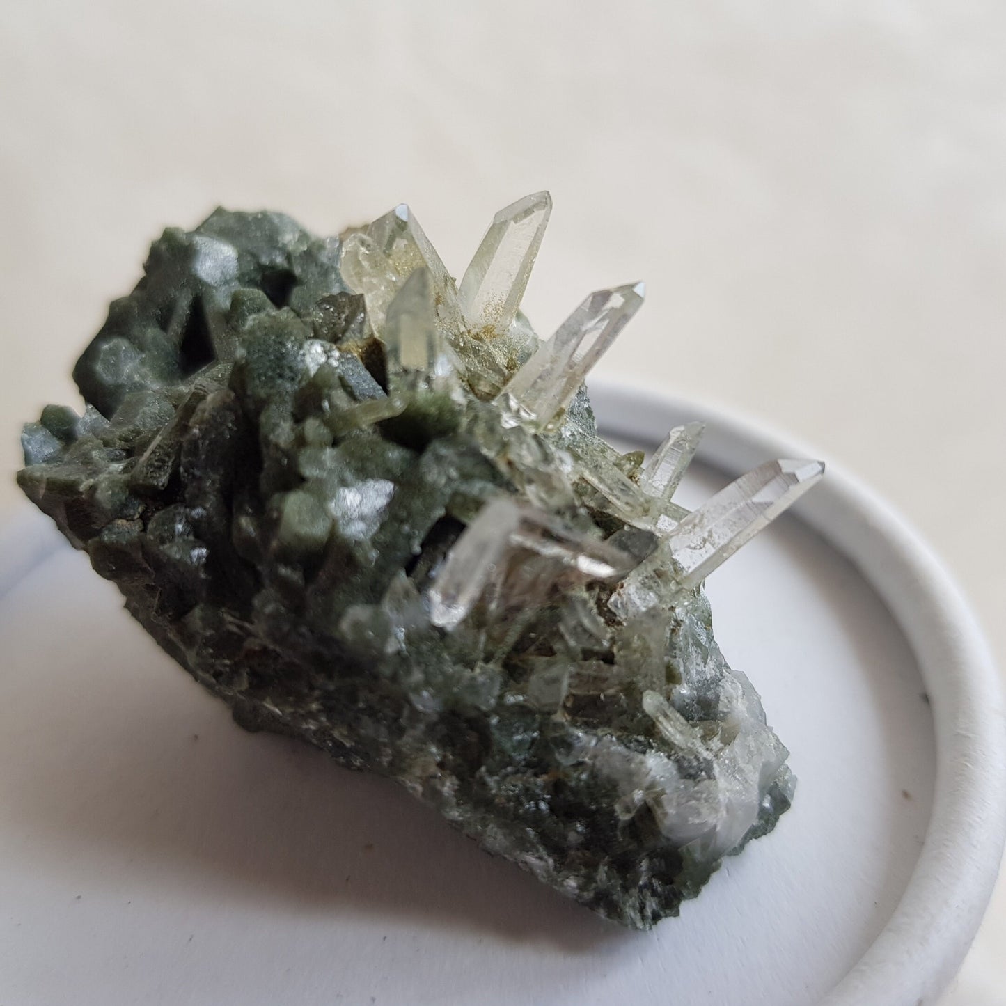 Chlorite Quartz Crystal Cluster from Ganesh Himal, Nepal. Himalayan Green Phantom Quartz. 37gram. Very Rare