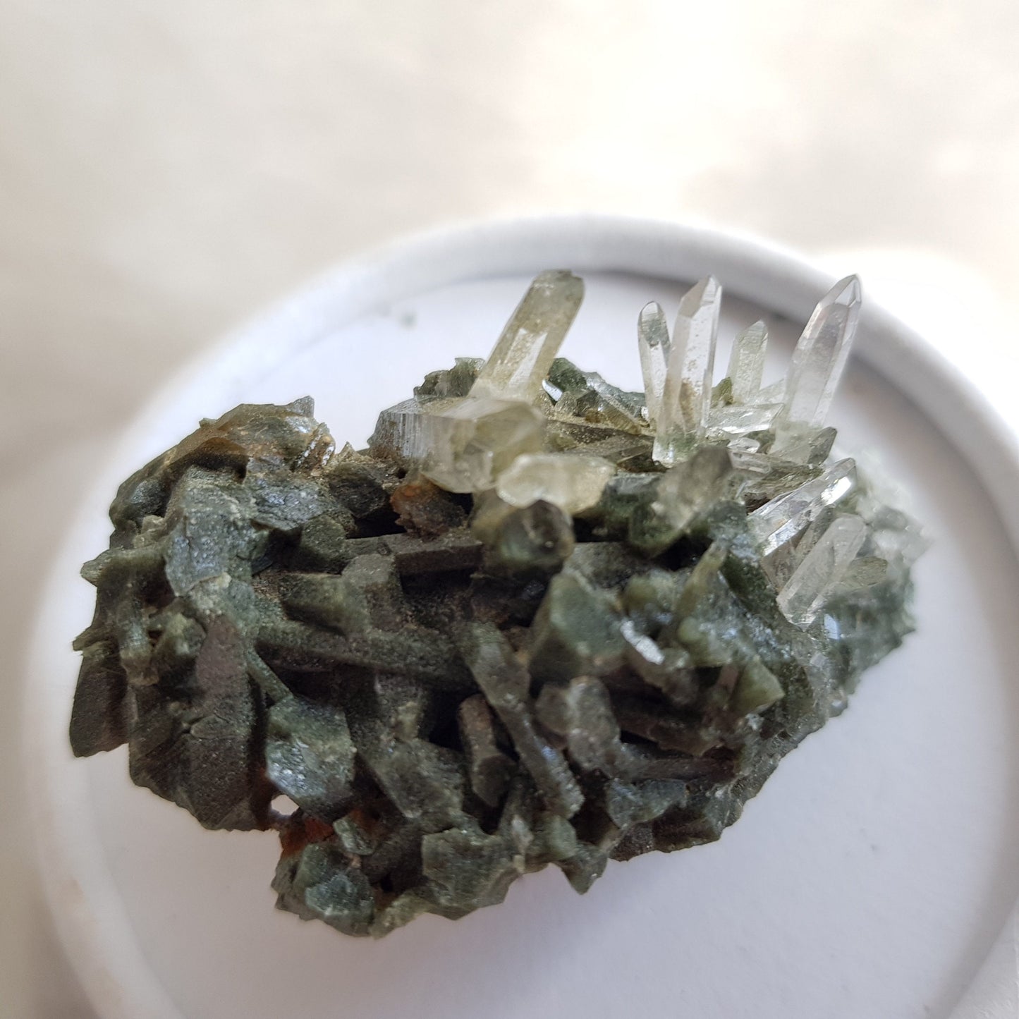 Chlorite Quartz Crystal Cluster from Ganesh Himal, Nepal. Himalayan Green Phantom Quartz. 37gram. Very Rare