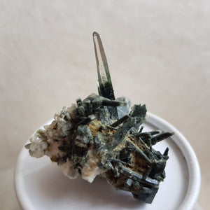 Chlorite Quartz Crystal Cluster from Ganesh Himal, Nepal. Himalayan Green Phantom Quartz. 33gram. Very Rare