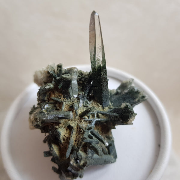 Chlorite Quartz Crystal Cluster from Ganesh Himal, Nepal. Himalayan Green Phantom Quartz. 33gram. Very Rare