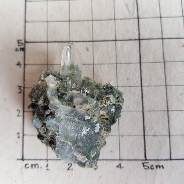 Chlorite Quartz Crystal Cluster from Ganesh Himal, Nepal. Himalayan Green Phantom Quartz. 26gram. Very Rare