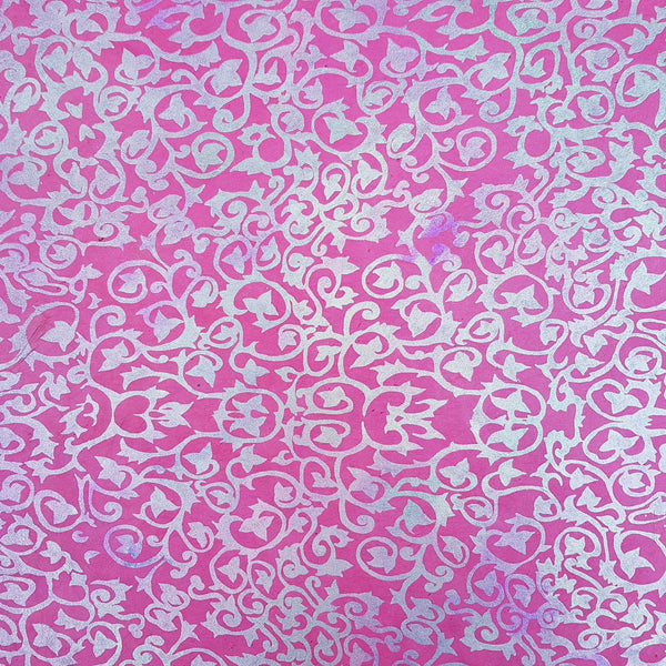 Pink Metallic Ivy Leaves Print on Lokta Paper, Tree Free & Sustainable