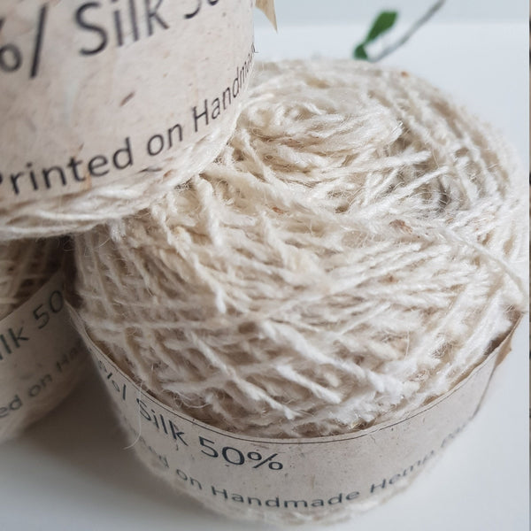 Yak Wool & Silk Yarn, Hand spun, White or Black