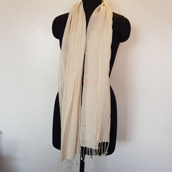 Natural Hemp & Organic Cotton Scarf, Striped weave