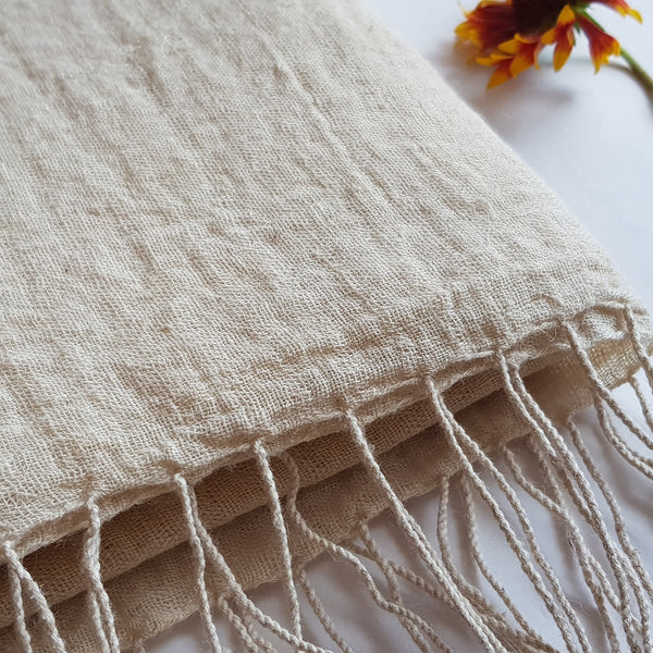 Natural Hemp & Organic Cotton Scarf, Striped weave