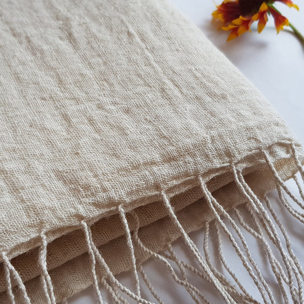 Natural Hemp & Organic Cotton Scarf, Striped weave