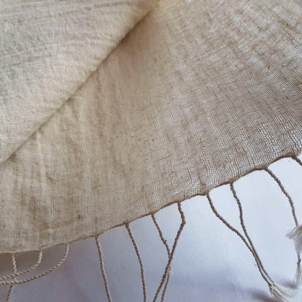 Natural Hemp & Organic Cotton Scarf, Striped weave