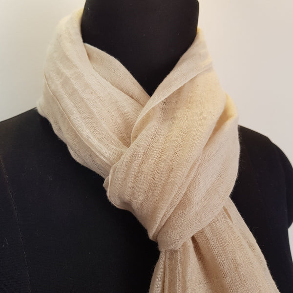 Natural Hemp & Organic Cotton Scarf, Striped weave