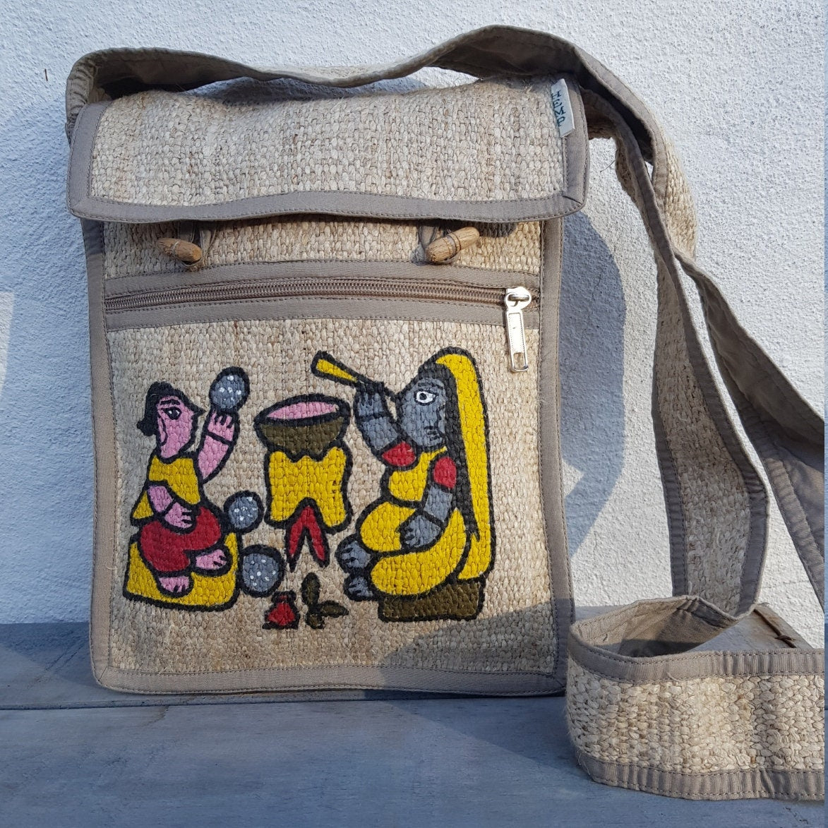 Wild Hemp Crossbody Bag; Mithila Print